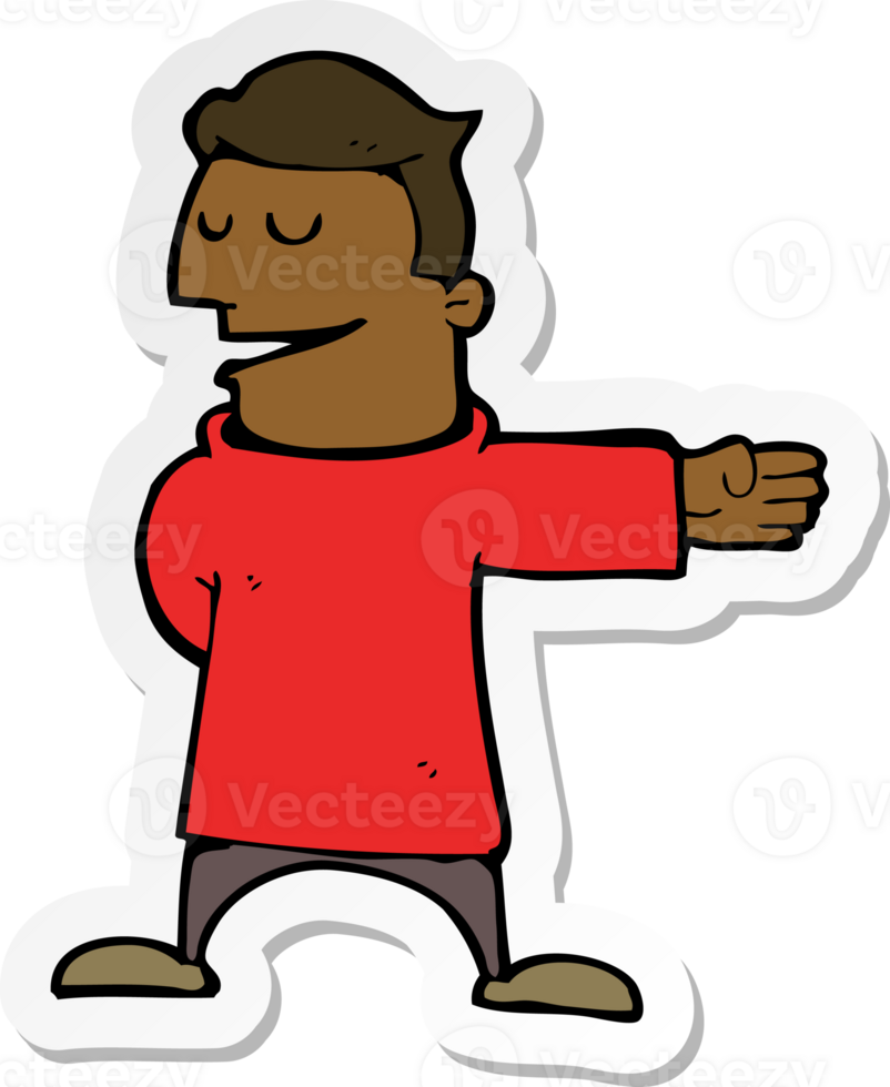 sticker of a cartoon man gesturing direction png