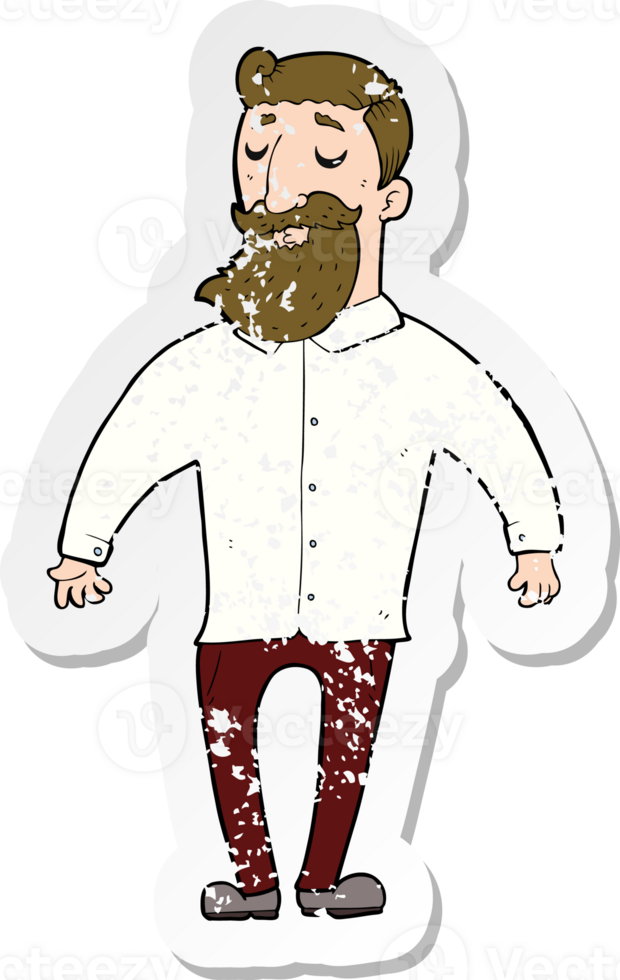 retro distressed sticker of a cartoon bearded man png