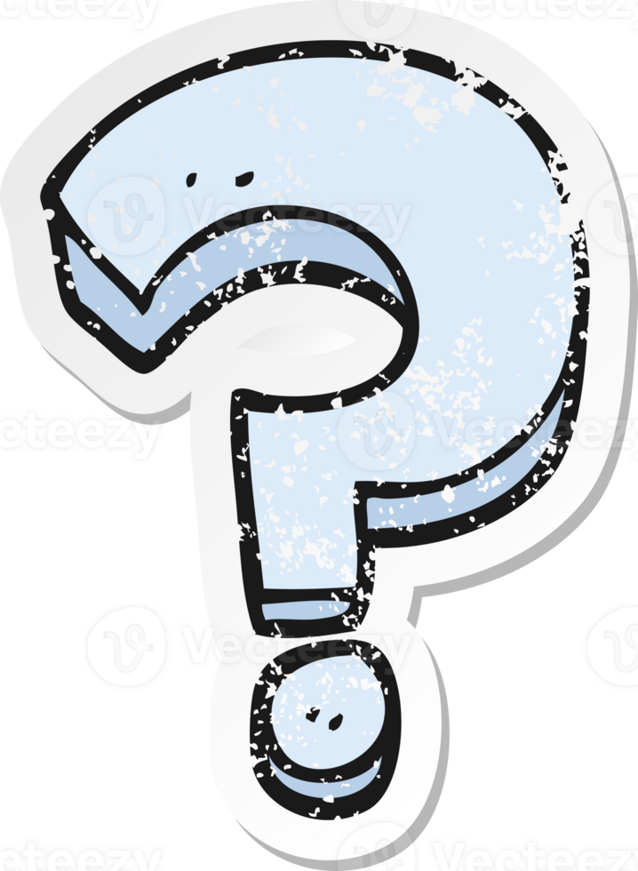 retro distressed sticker of a cartoon question mark png