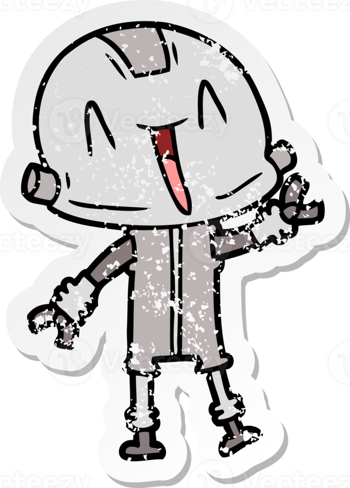 distressed sticker of a cartoon robot png