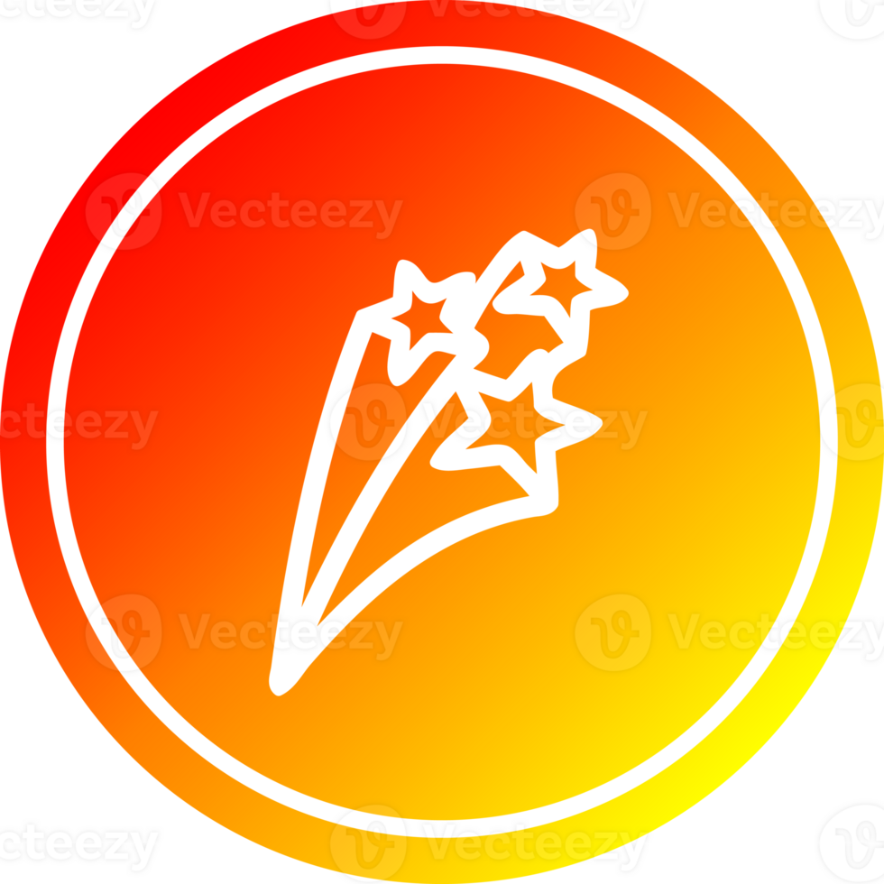 shooting stars circular icon with warm gradient finish png