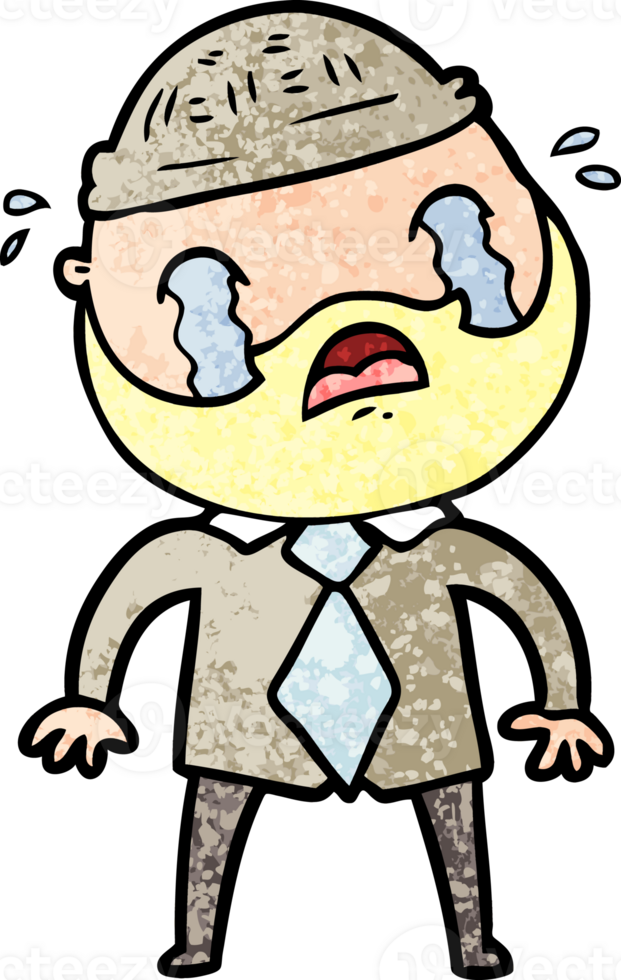 cartoon bearded man crying png
