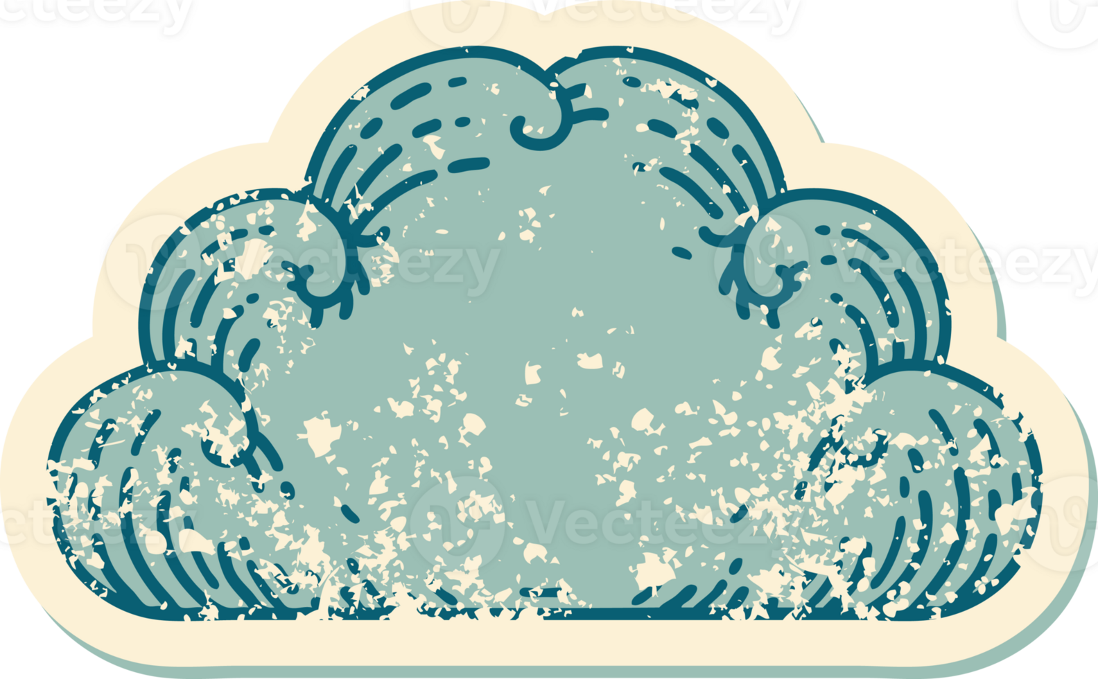 iconic distressed sticker tattoo style image of a cloud png