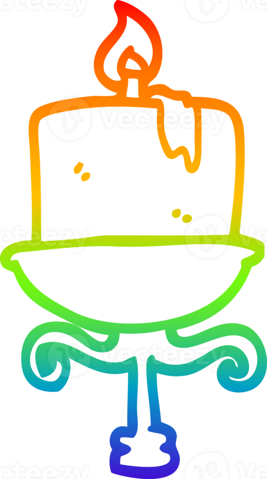 rainbow gradient line drawing of a cartoon old candlestick png