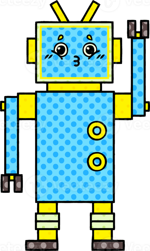comic book style cartoon of a robot png