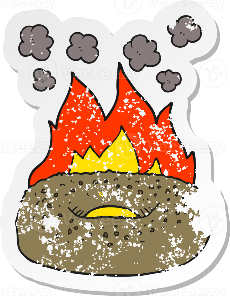 retro distressed sticker of a cartoon bagel png