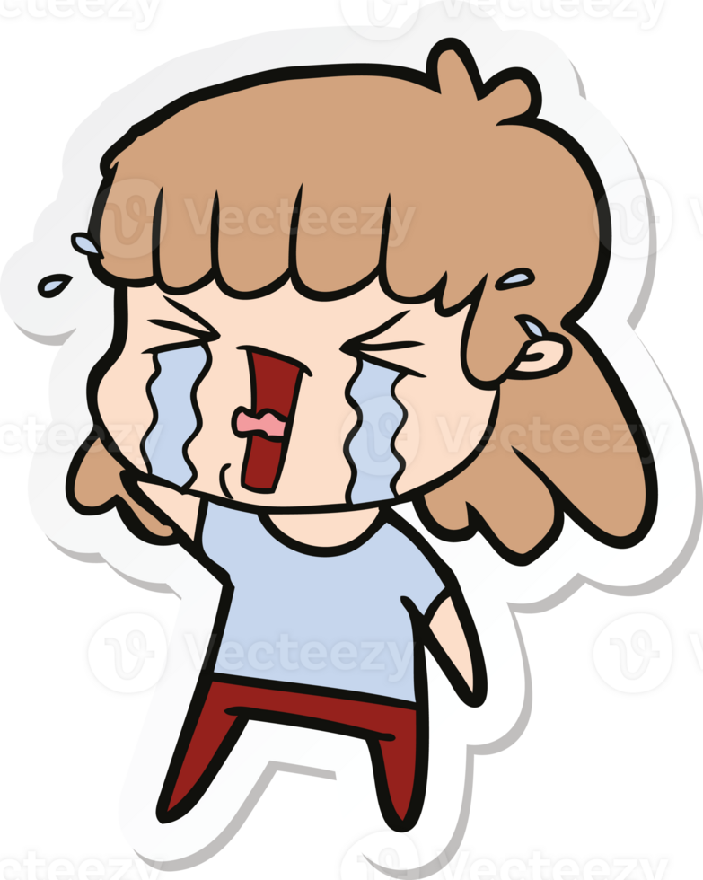 sticker of a cartoon woman in tears png