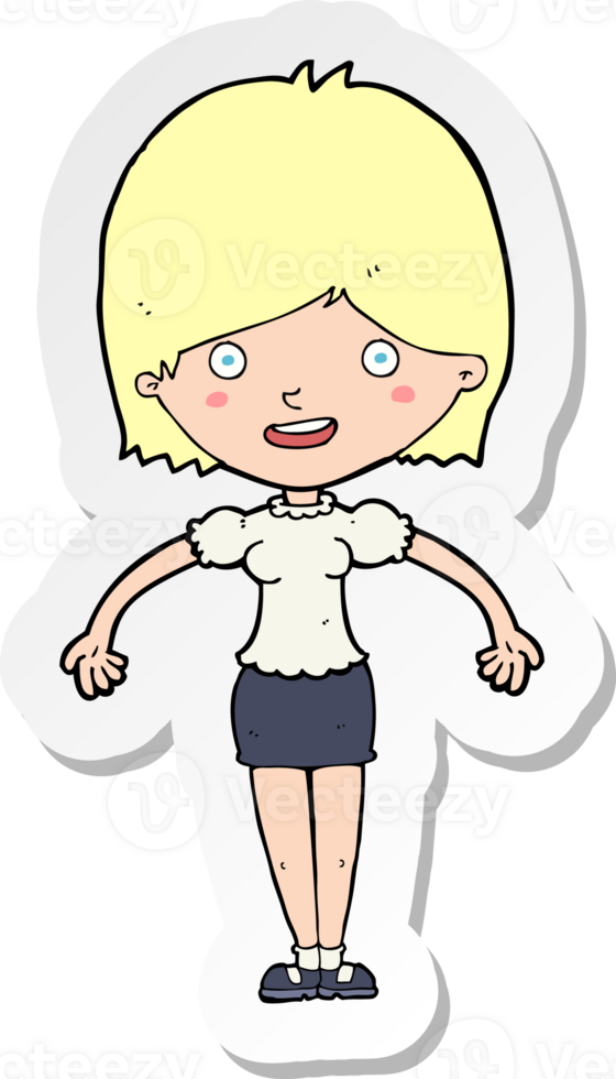 sticker of a cartoon happy woman png