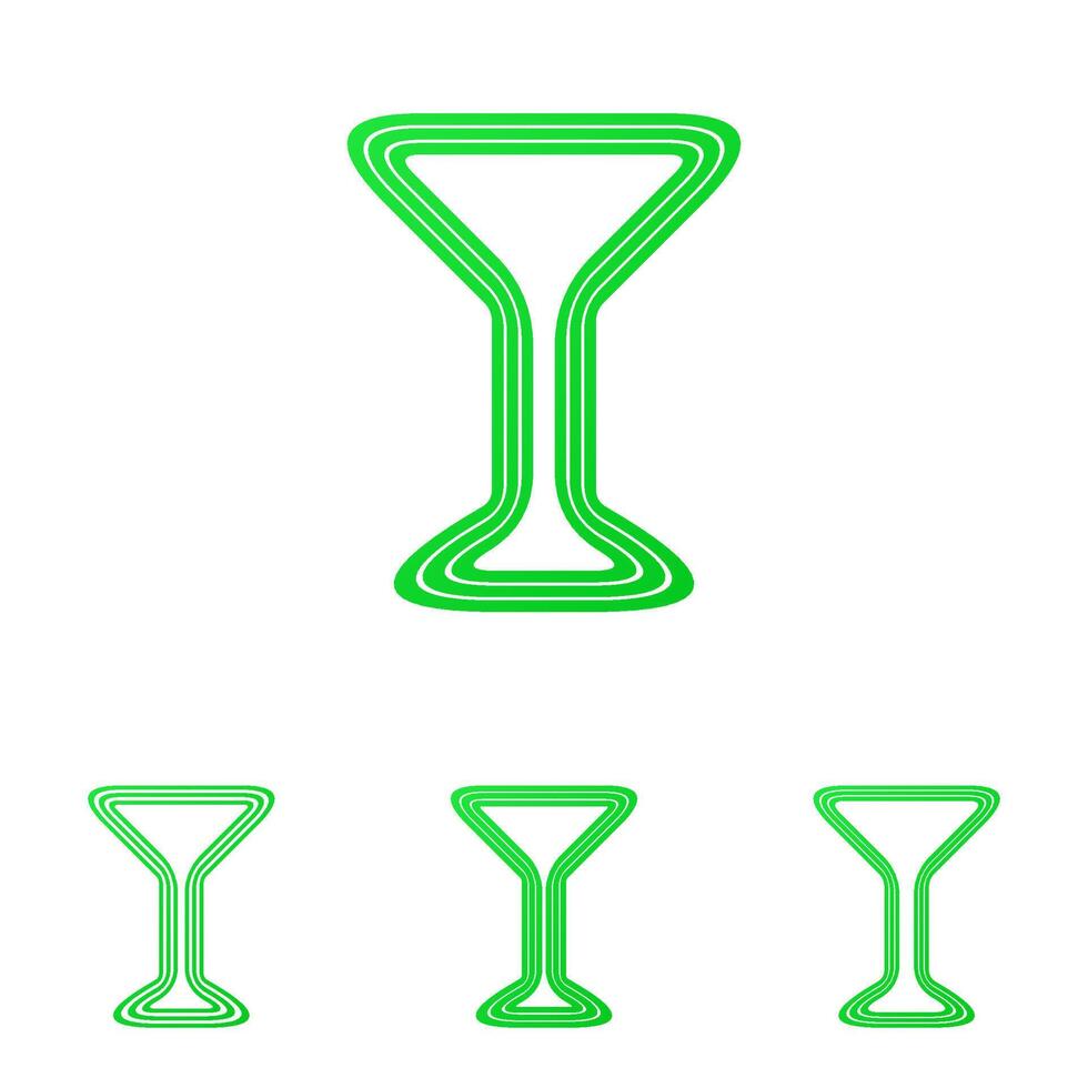 Green line drink logo design set vector