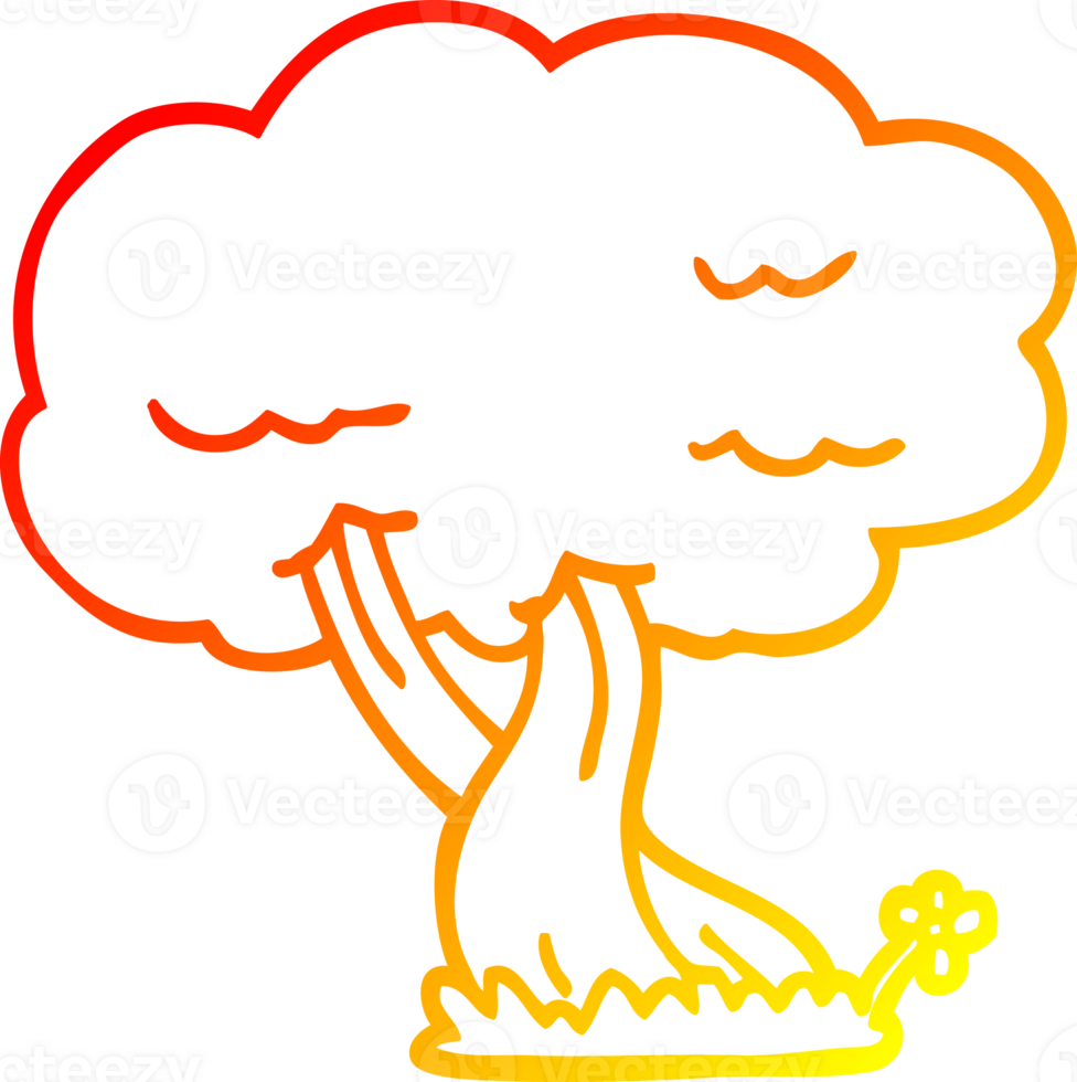 warm gradient line drawing of a cartoon tree png