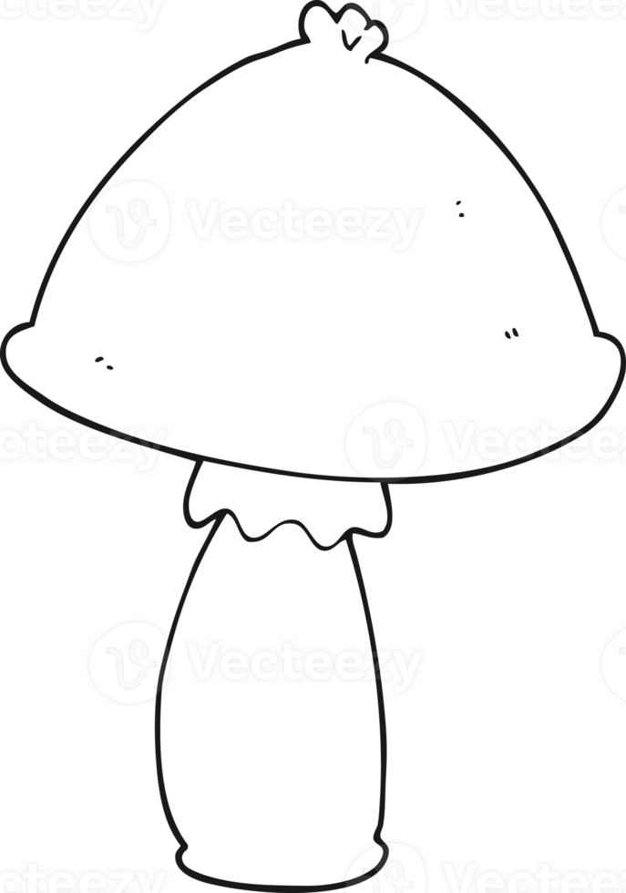 hand drawn black and white cartoon mushroom png