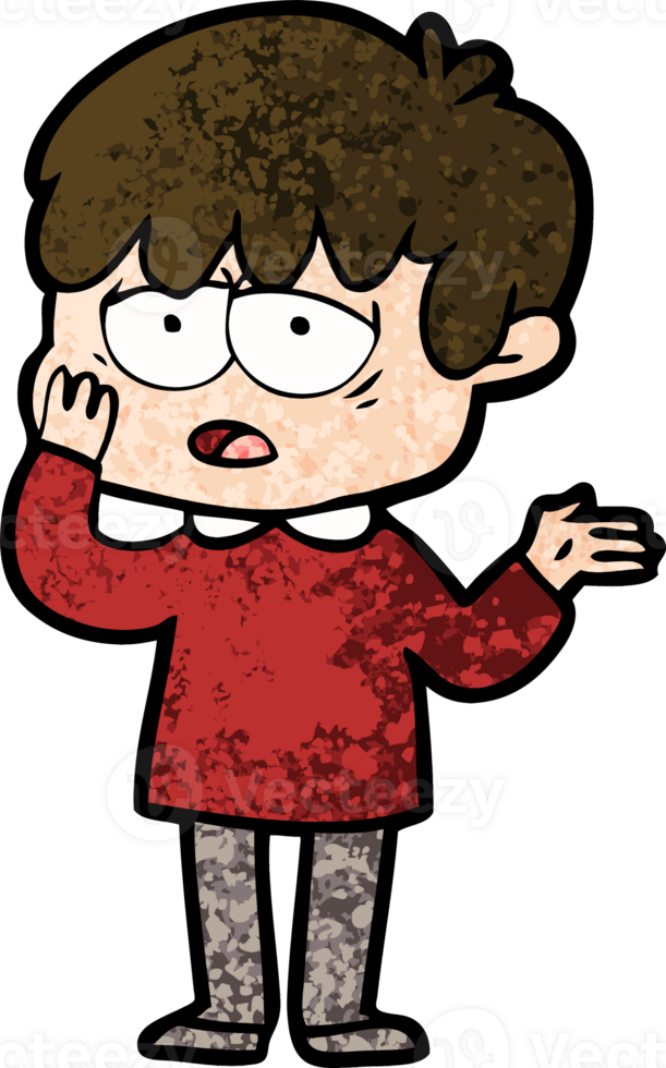 cartoon exhausted boy png
