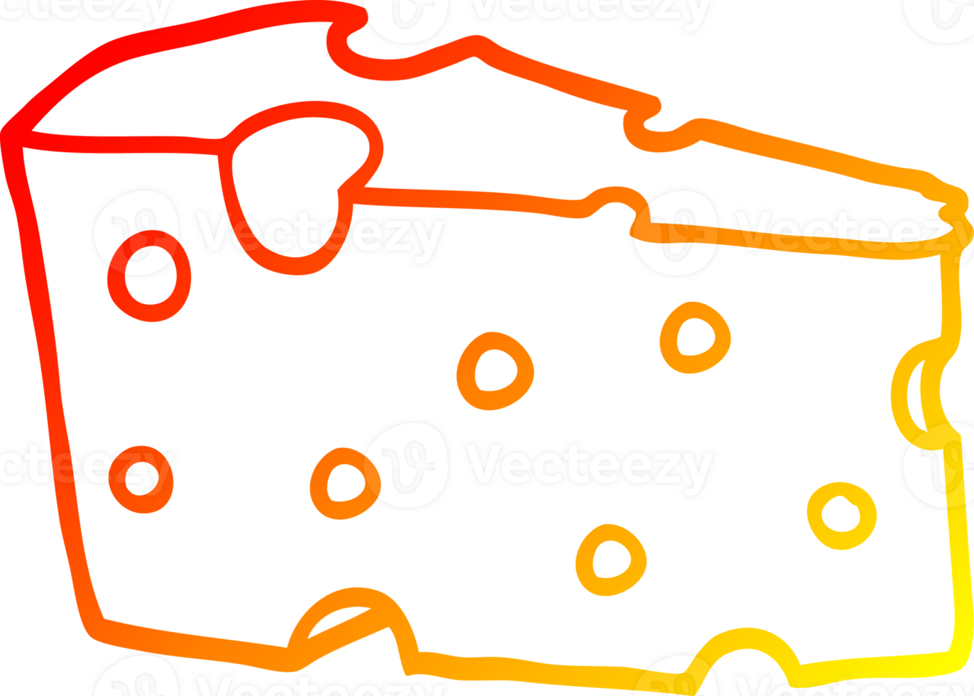 warm gradient line drawing of a cartoon cheese png