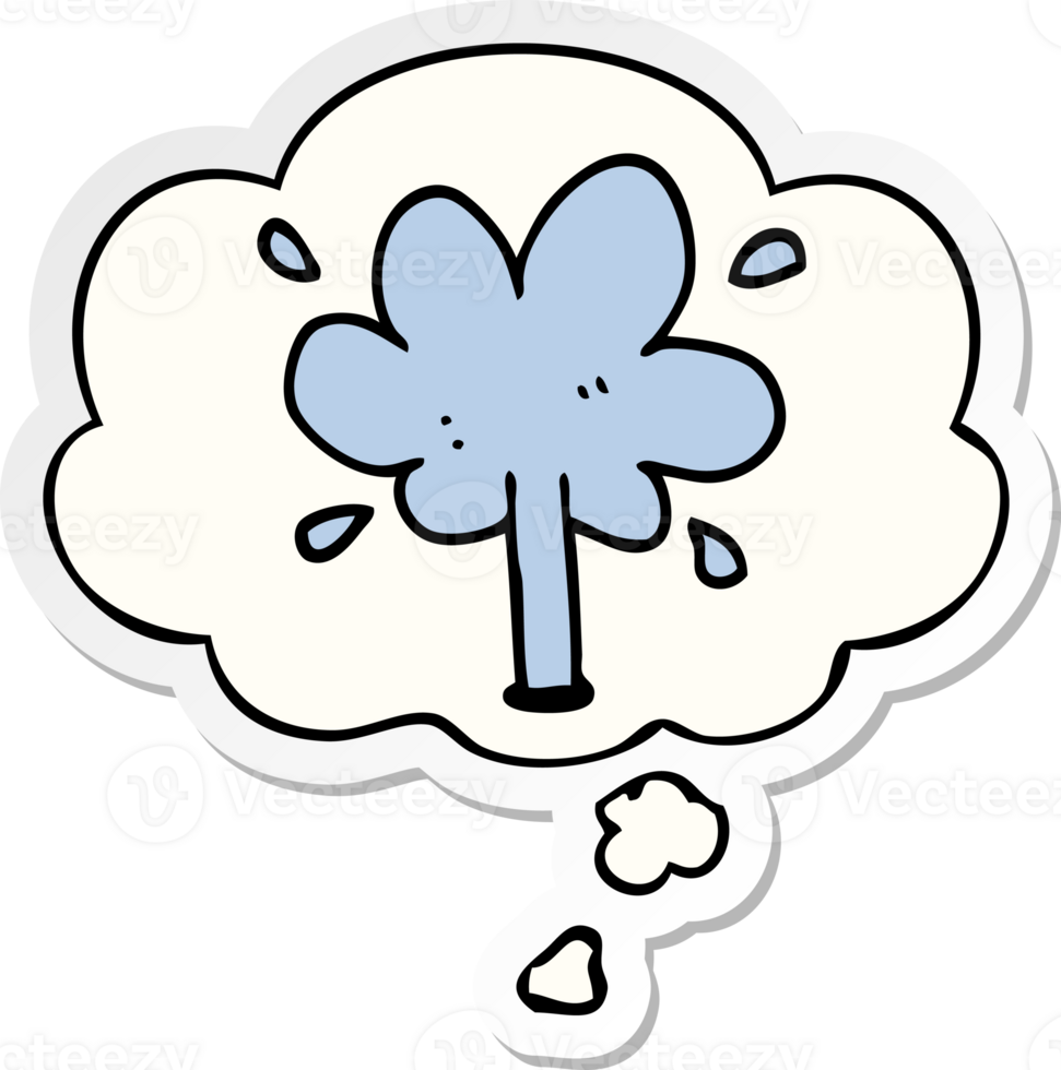 cartoon water squirt with thought bubble as a printed sticker png