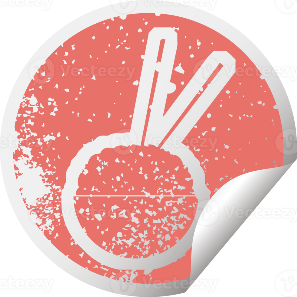 distressed sticker icon illustration of a rice bowl png