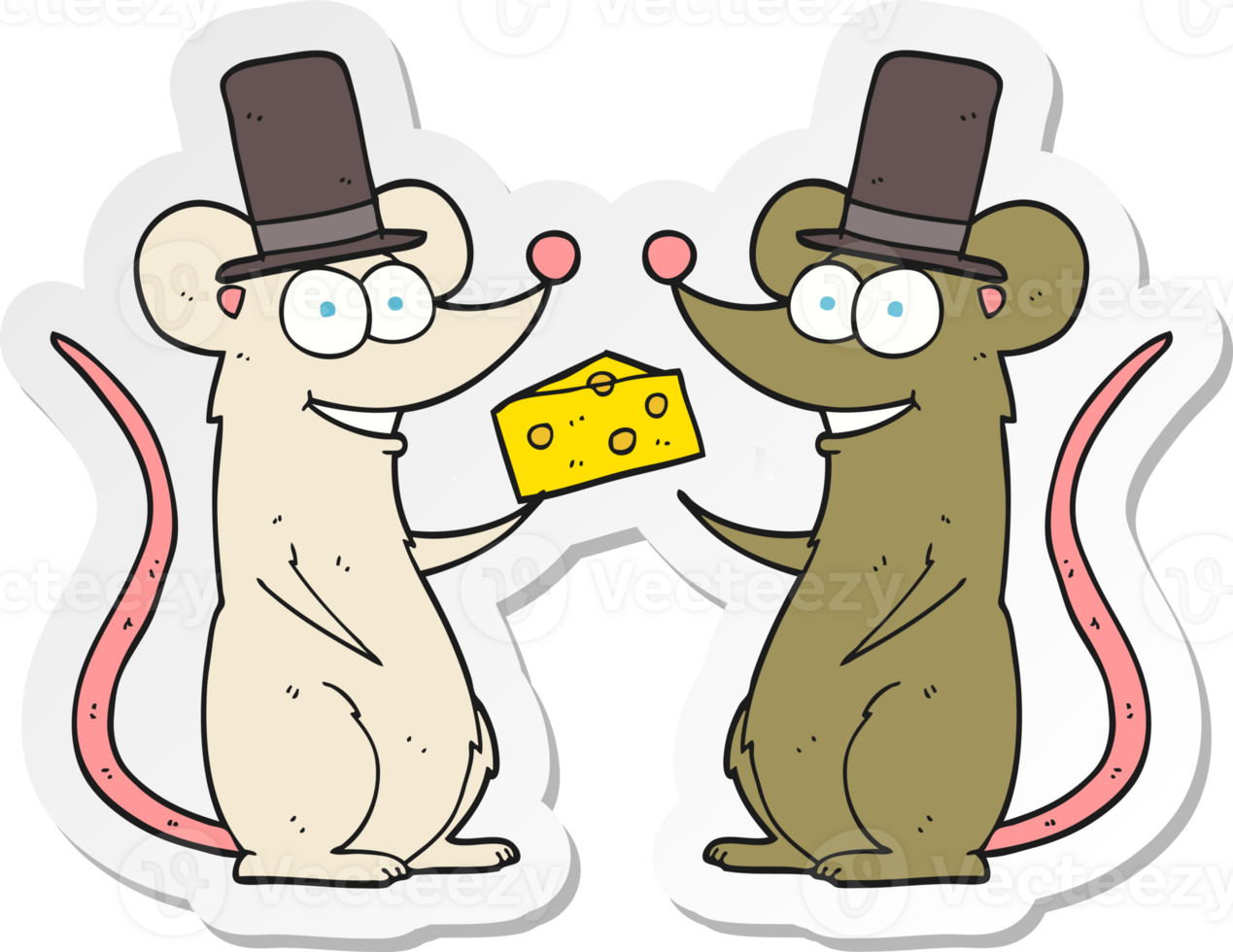 sticker of a cartoon mice with cheese png