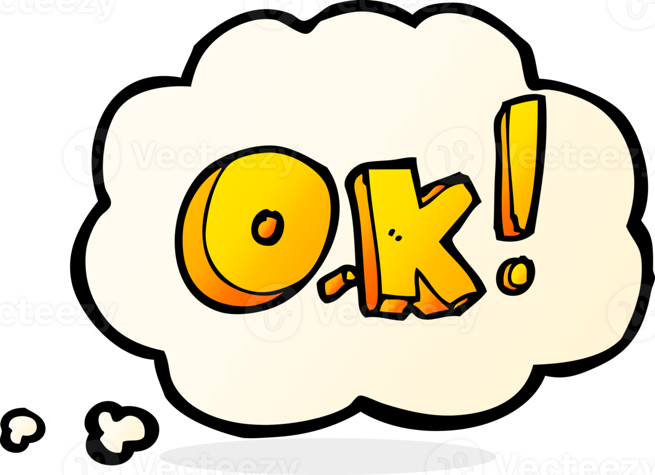 cartoon OK symbol with thought bubble png