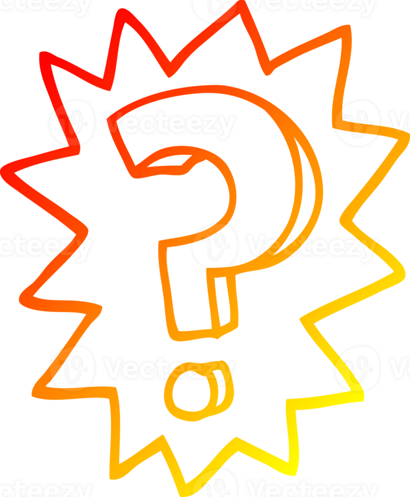 warm gradient line drawing of a cartoon question mark png