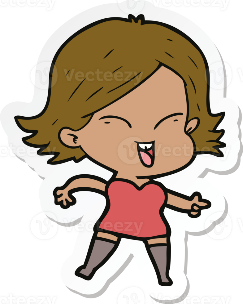 sticker of a happy cartoon girl png