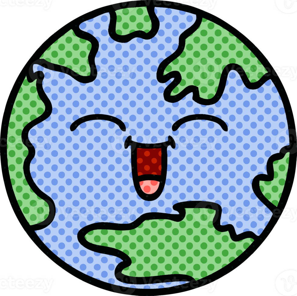 comic book style cartoon of a planet earth png