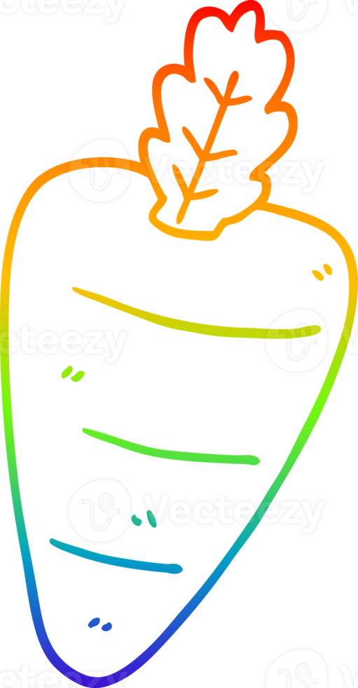 rainbow gradient line drawing of a cartoon carrot png