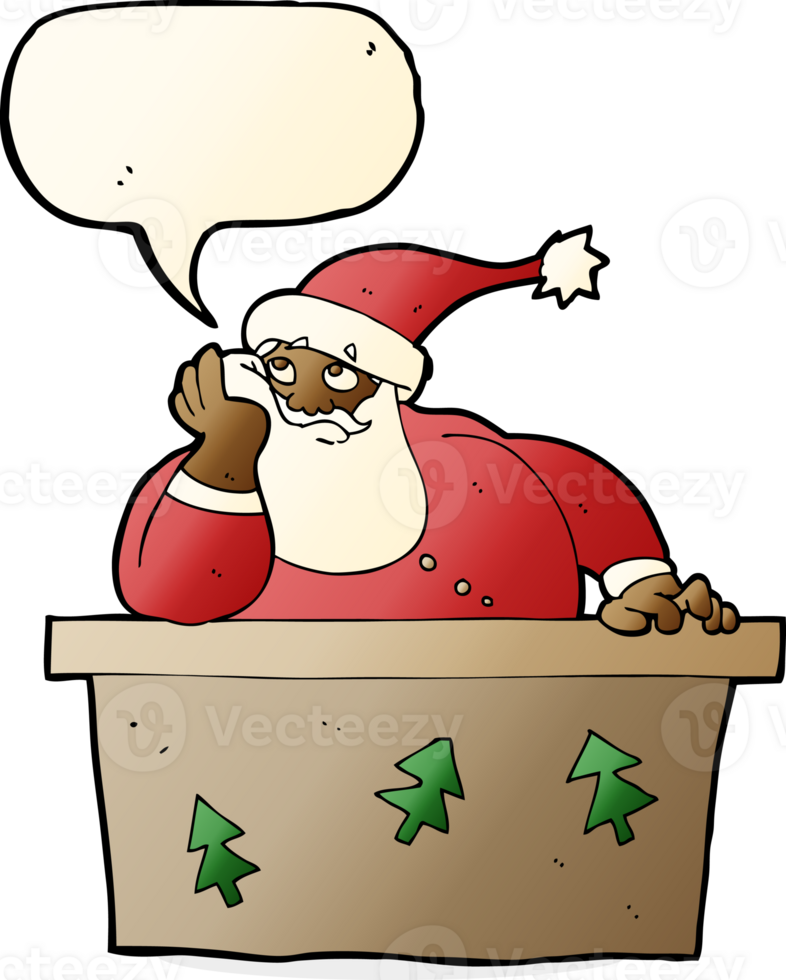 cartoon bored santa claus with speech bubble png