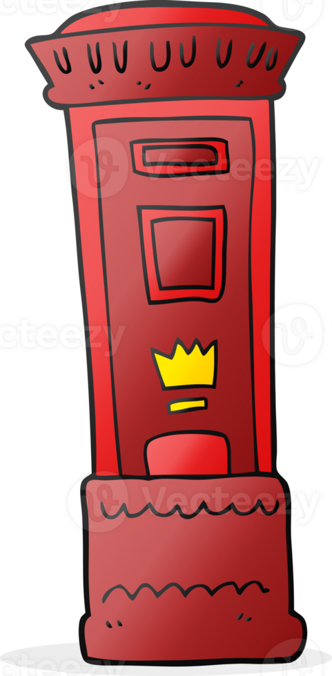 hand drawn cartoon british post box png
