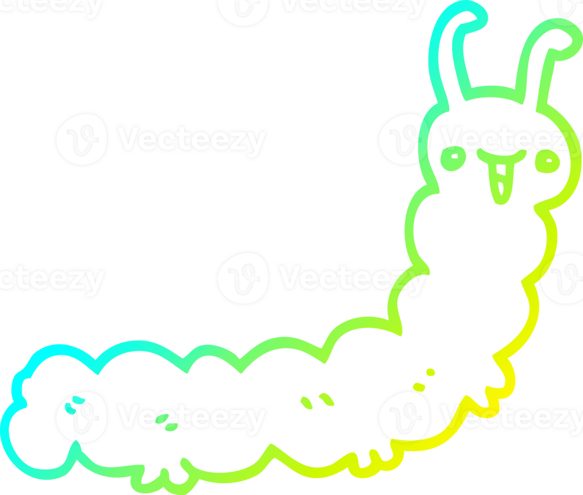 cold gradient line drawing of a cartoon caterpillar png