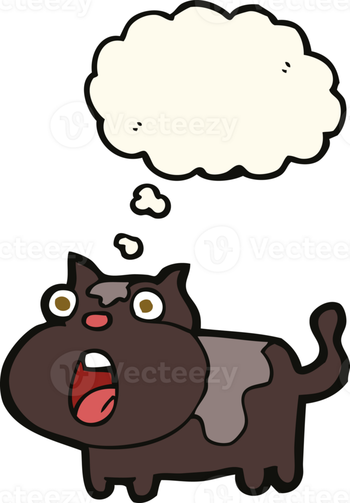 cartoon shocked cat with thought bubble png