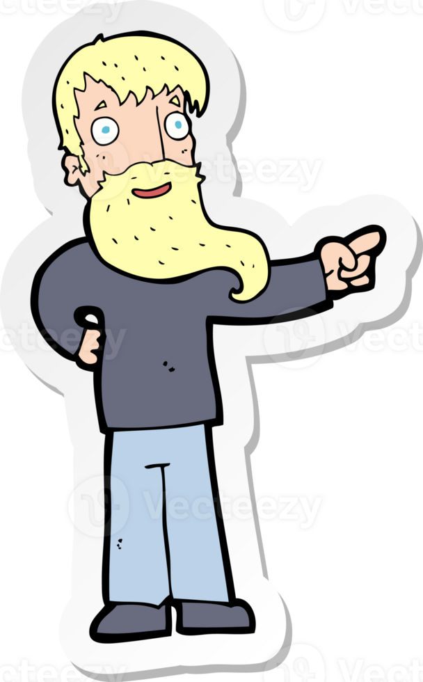 sticker of a cartoon man with beard pointing png