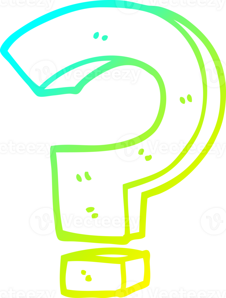 cold gradient line drawing of a cartoon question mark png