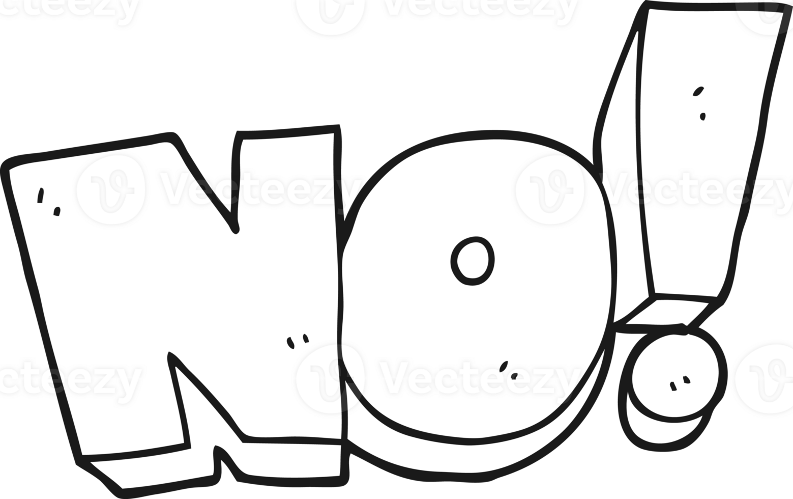hand drawn black and white cartoon NO shout png