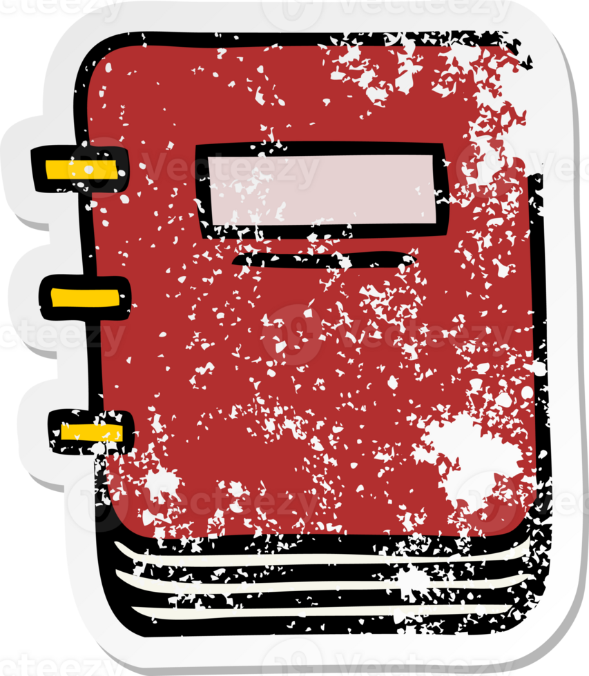 distressed sticker of a cute cartoon note book png