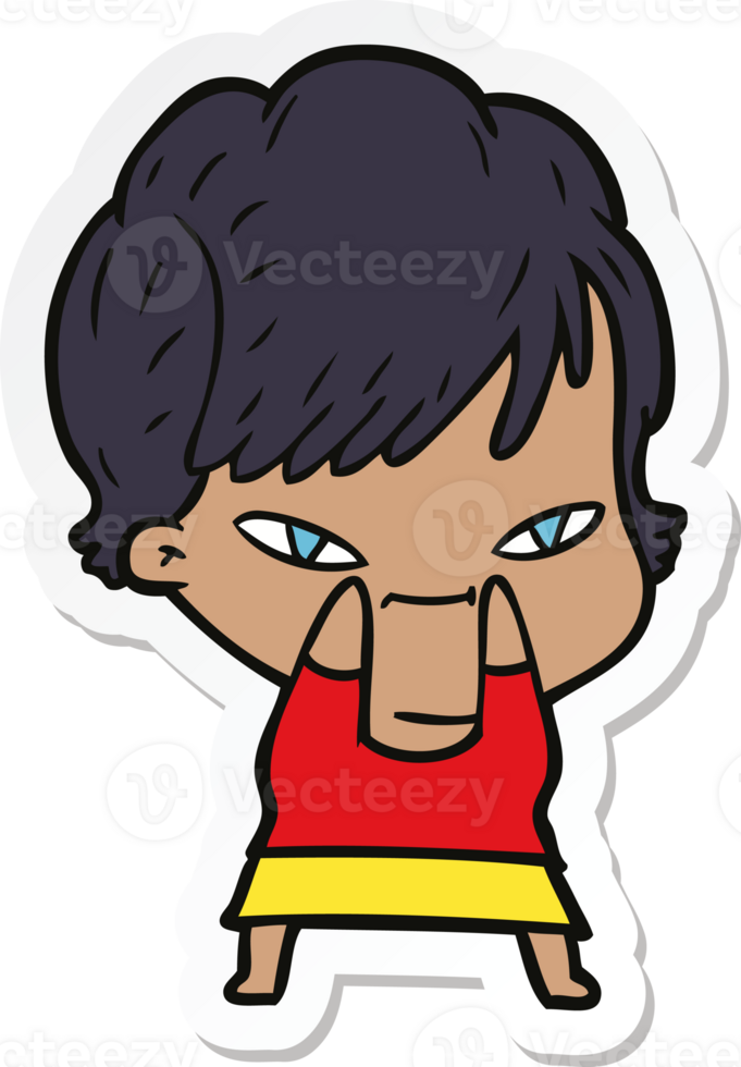 sticker of a cartoon happy woman png