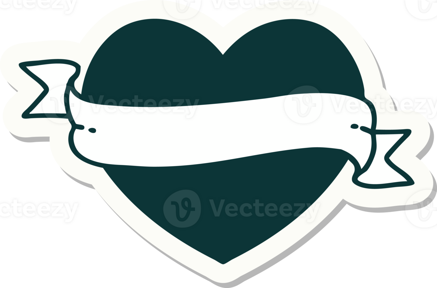 sticker of tattoo in traditional style of a heart and banner png