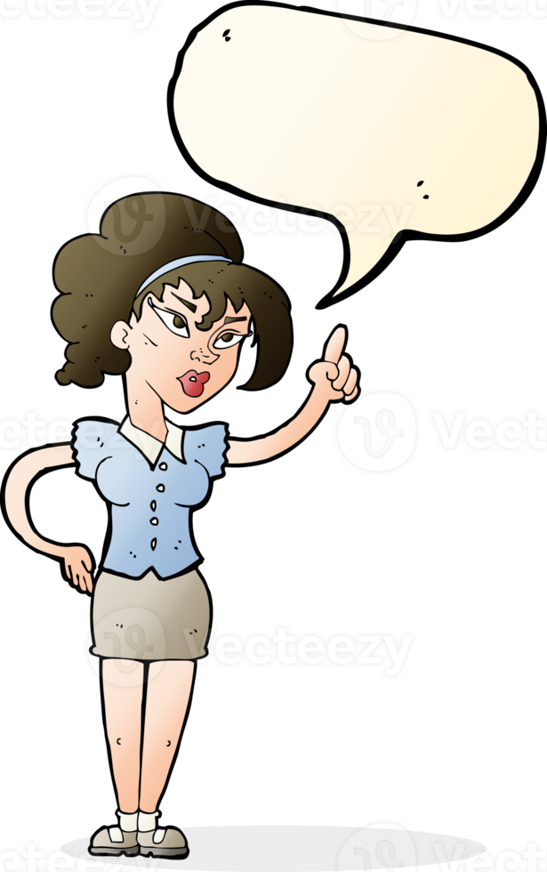 cartoon woman with idea with speech bubble png