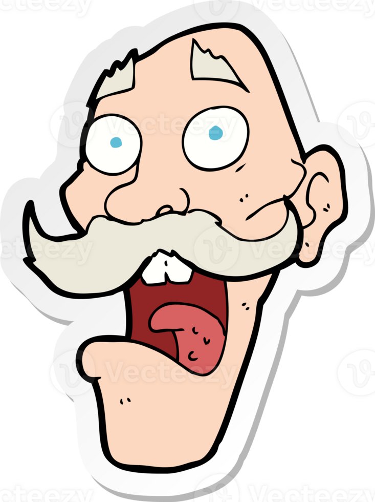 sticker of a cartoon frightened old man png