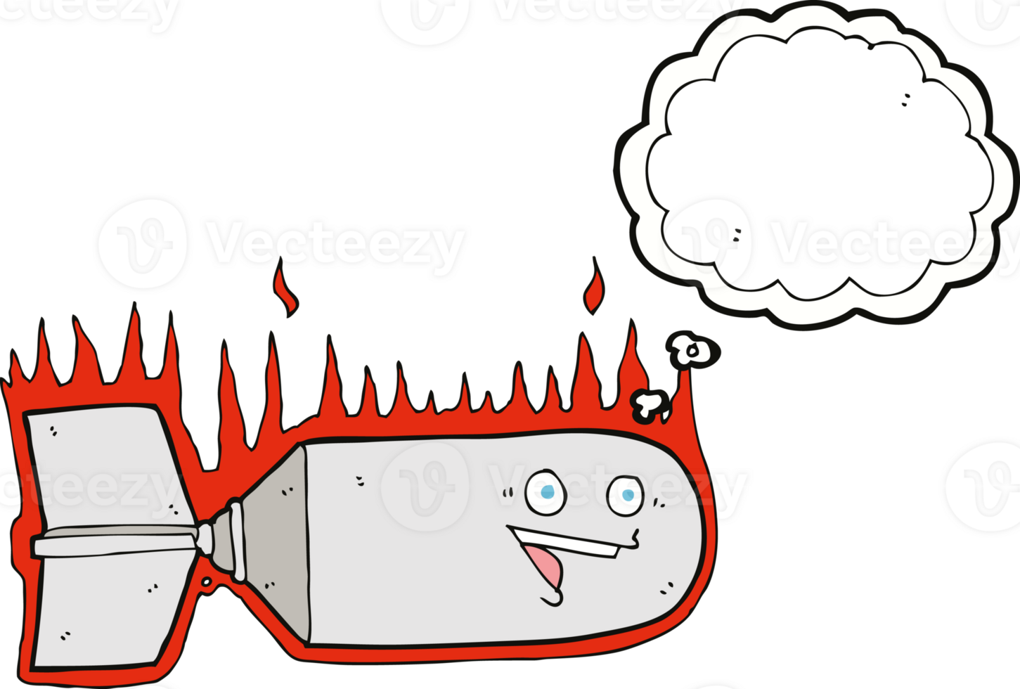cartoon falling bomb with thought bubble png