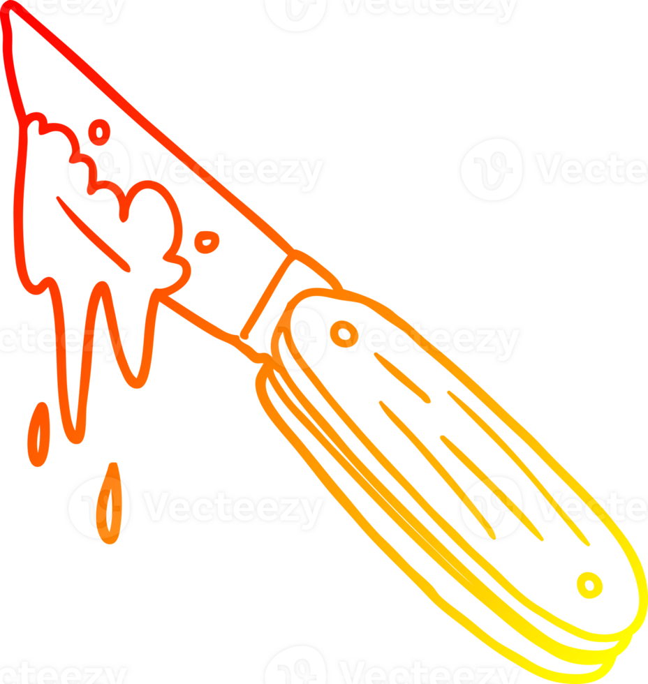 warm gradient line drawing of a cartoon bloody knife png