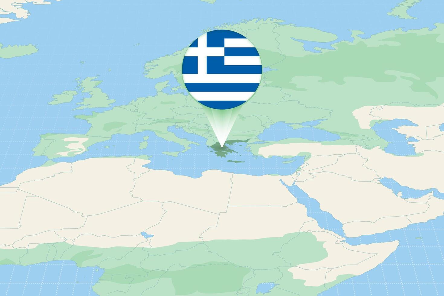 Map illustration of Greece with the flag. Cartographic illustration of Greece and neighboring countries. vector