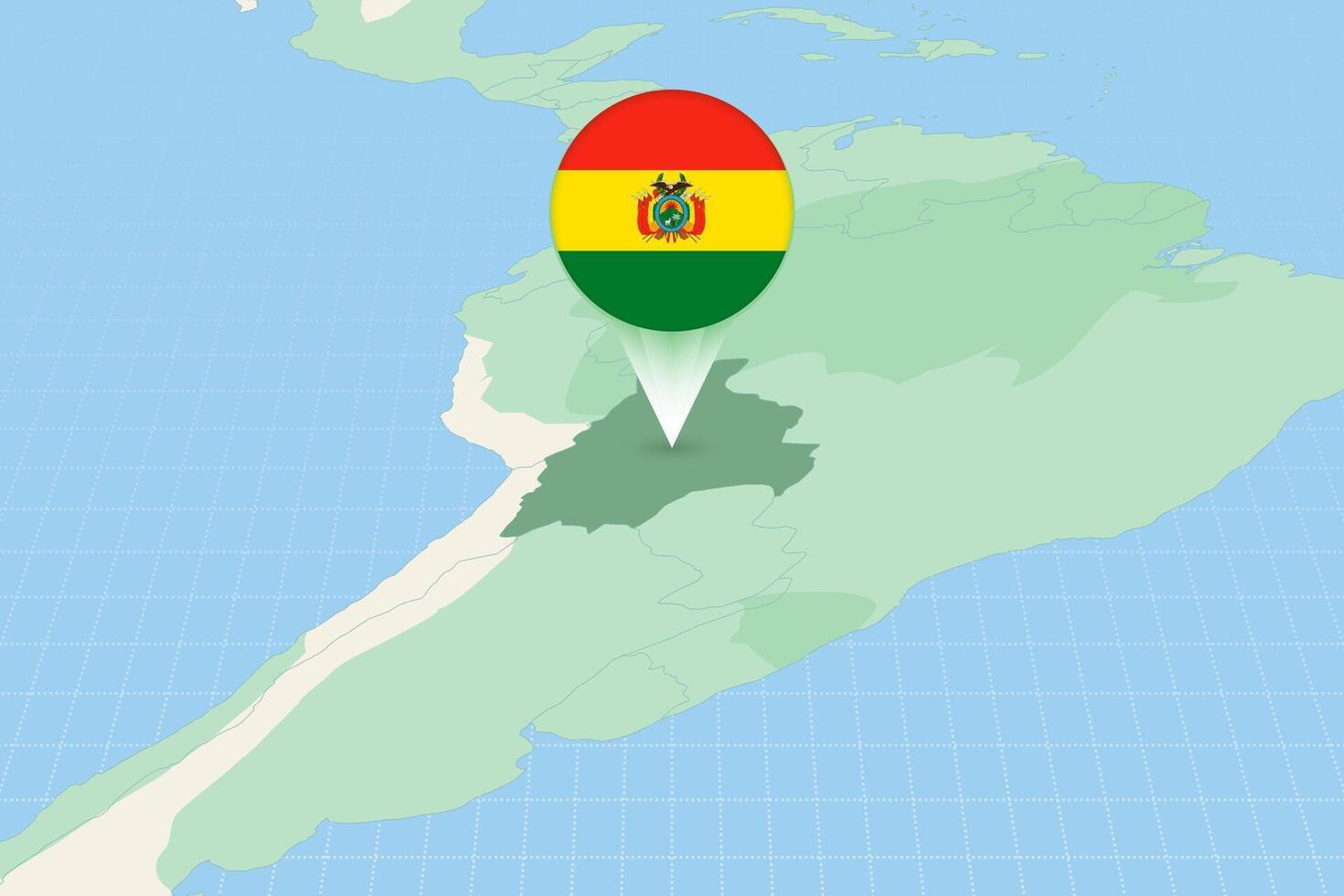 Map illustration of Bolivia with the flag. Cartographic illustration of Bolivia and neighboring countries. vector