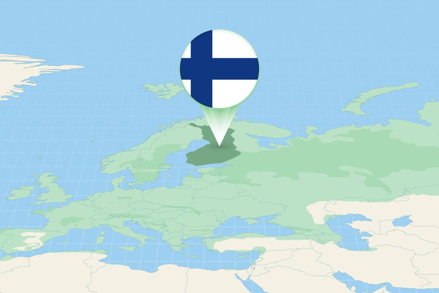 Map illustration of Finland with the flag. Cartographic illustration of Finland and neighboring countries. vector