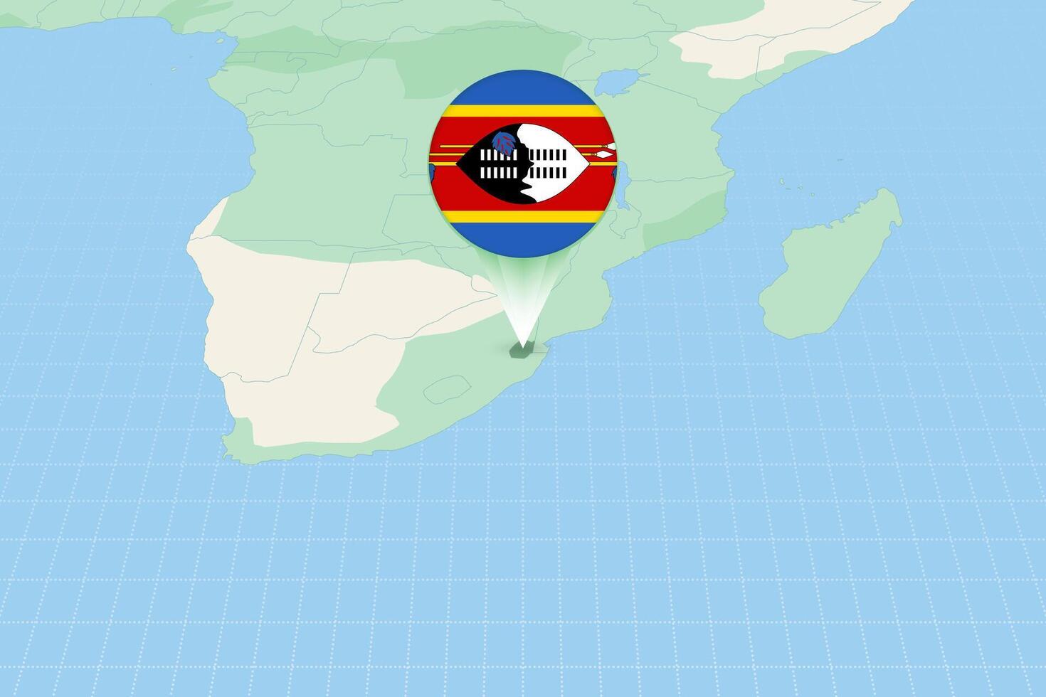 Map illustration of Swaziland with the flag. Cartographic illustration of Swaziland and neighboring countries. vector