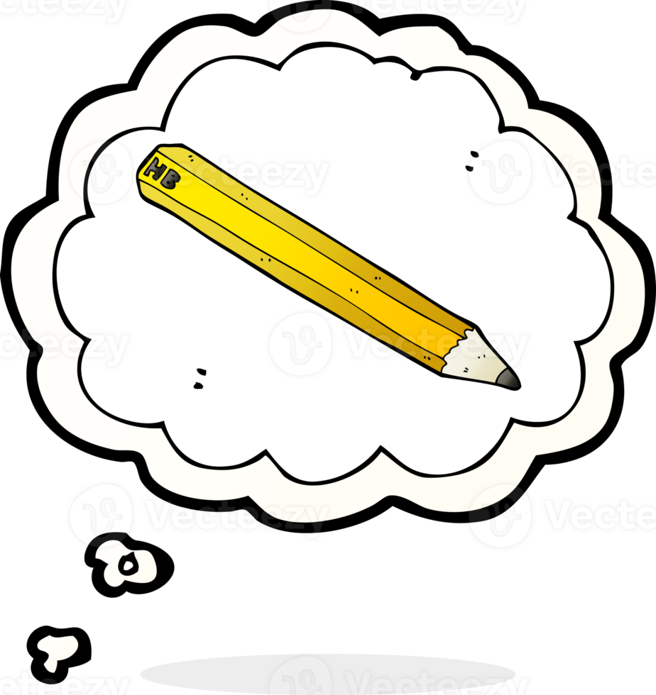 cartoon pencil with thought bubble png