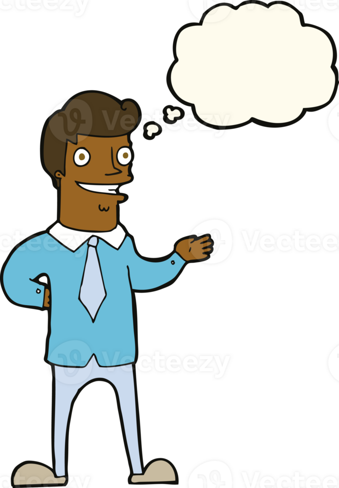 cartoon salesman with thought bubble png