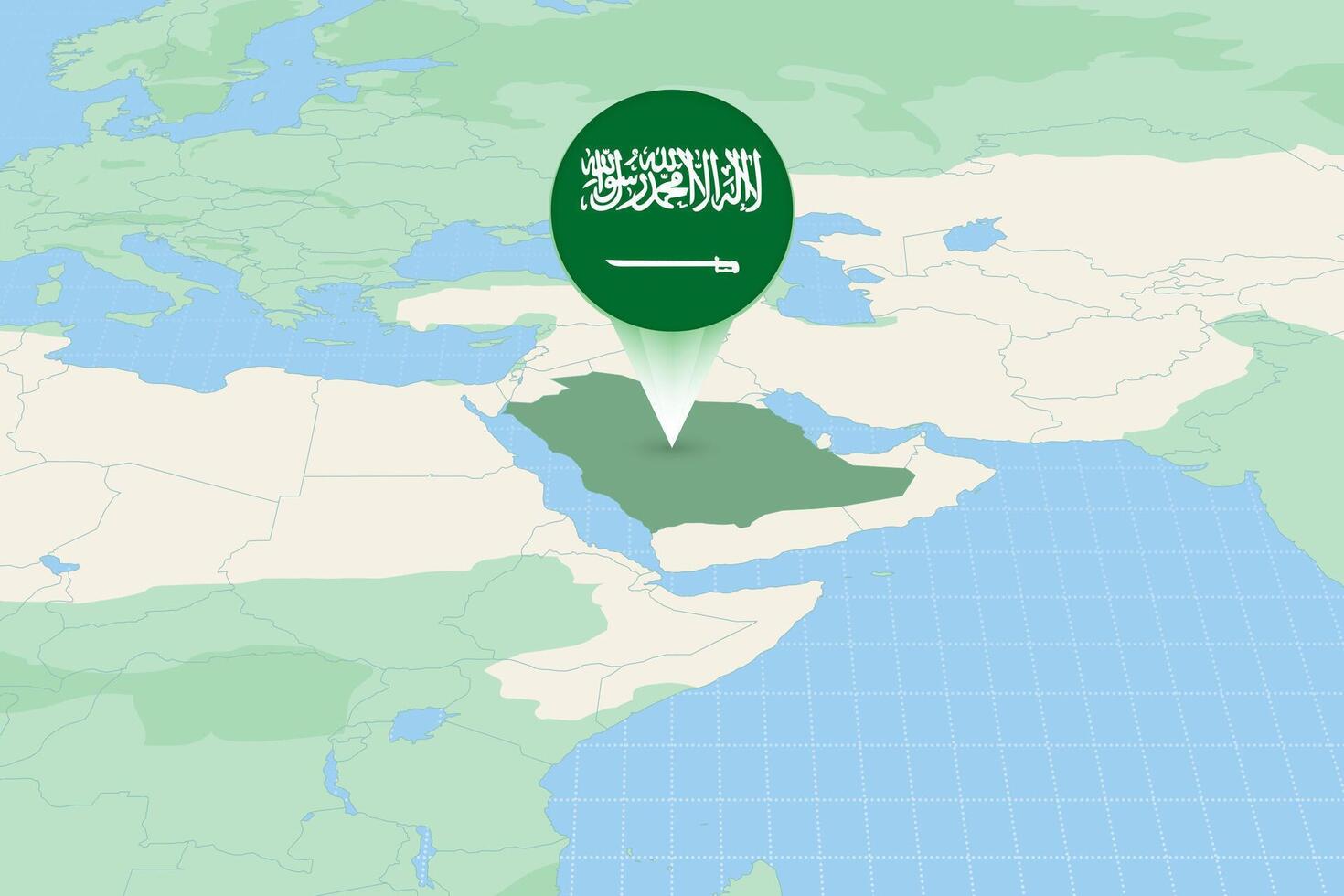 mapa ilustración de saudi arabia con el bandera. cartográfico ilustración de saudi arabia y vecino países. vector