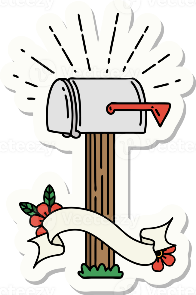 sticker of a tattoo style closed mailbox png