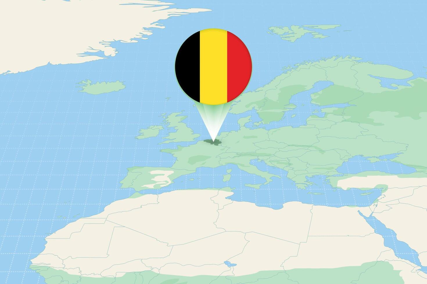 Map illustration of Belgium with the flag. Cartographic illustration of Belgium and neighboring countries. vector