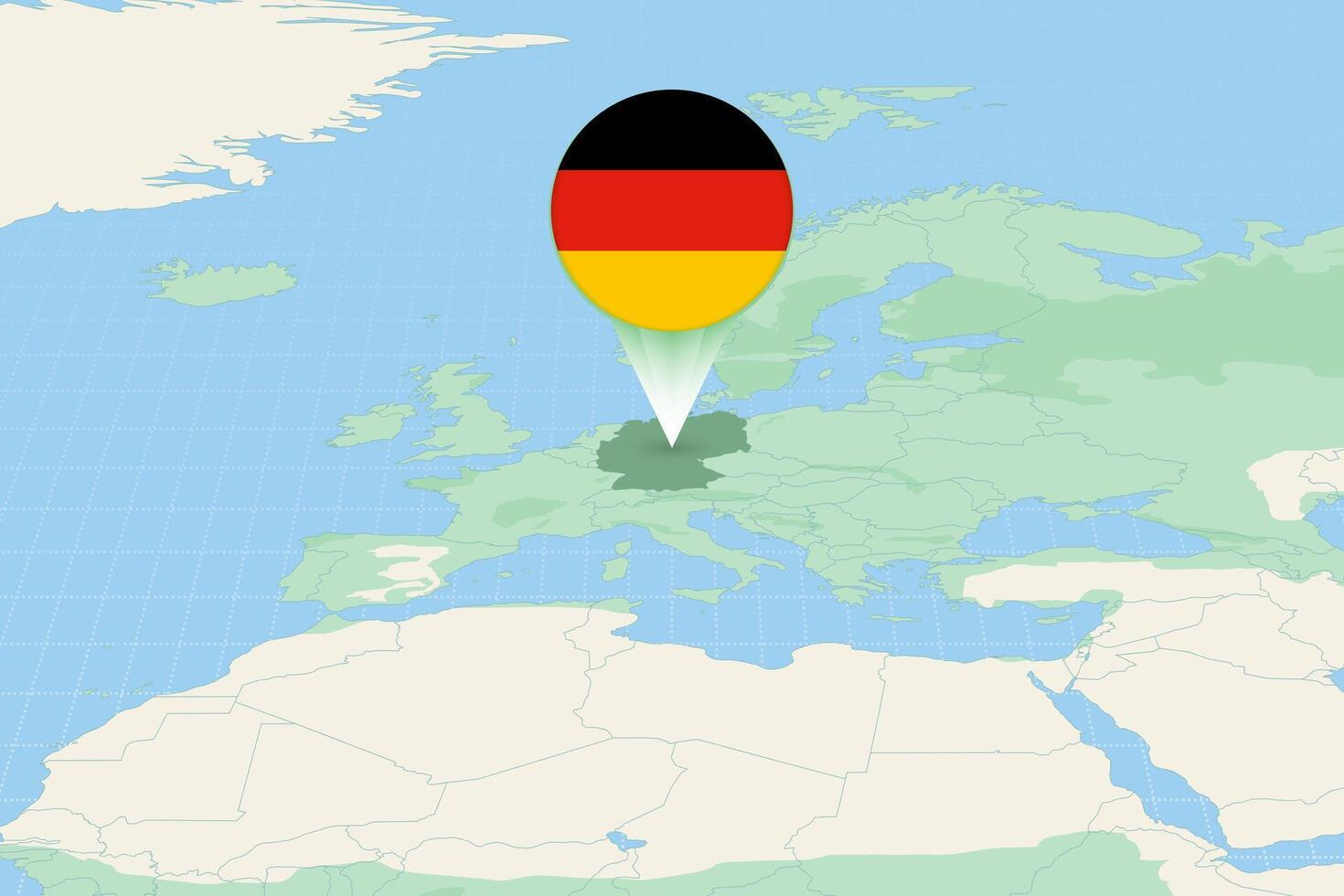 Map illustration of Germany with the flag. Cartographic illustration of Germany and neighboring countries. vector