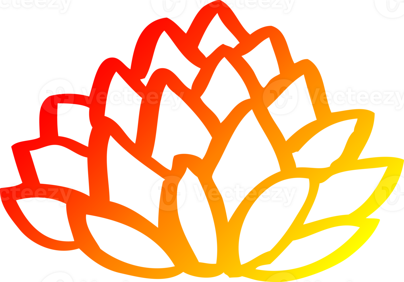 warm gradient line drawing of a cartoon flowering lotus png